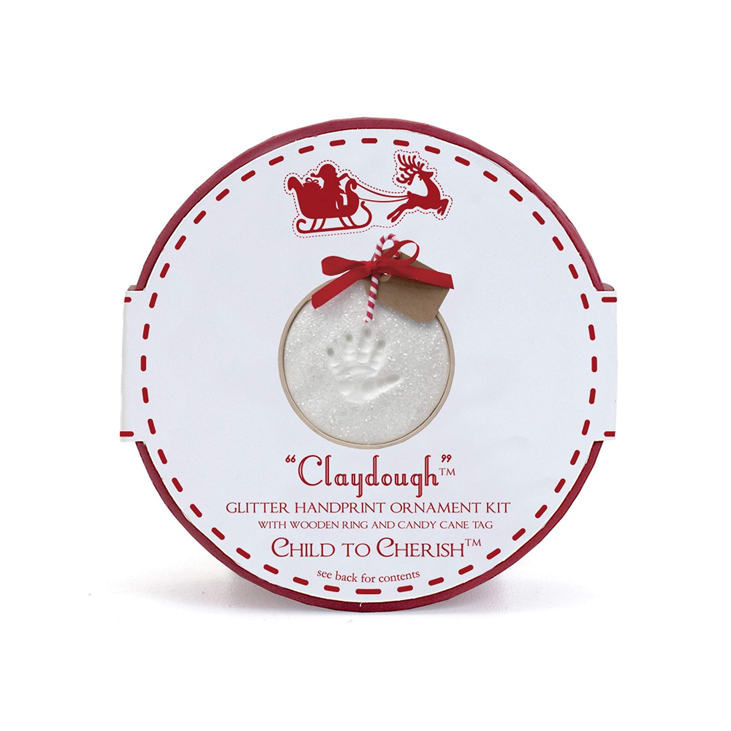 Child To Cherish Glitter Baby Handprint First Christmas Ornament Kit With Wooden Ring