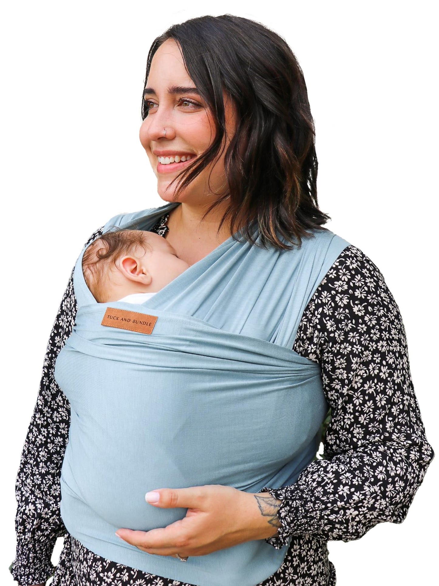 Tuck and Bundle Ezra Baby Wrap - Lightweight Baby Carrier - Citadel Blue - Best Baby Wrap for Newborns 0-18 Months - 100% Tencel