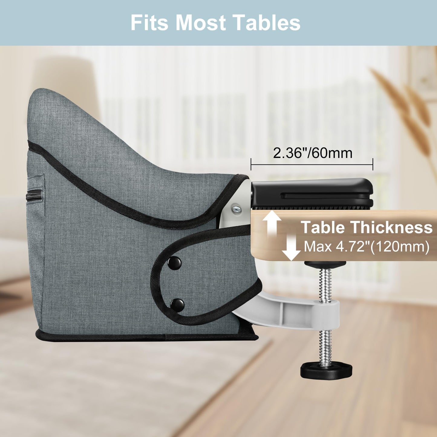 Hook On High Chair, Jozzve Clip On High Chair With Removable Dining Tray For Babies And Toddlers, Fold-Flat Storage Portable Bab