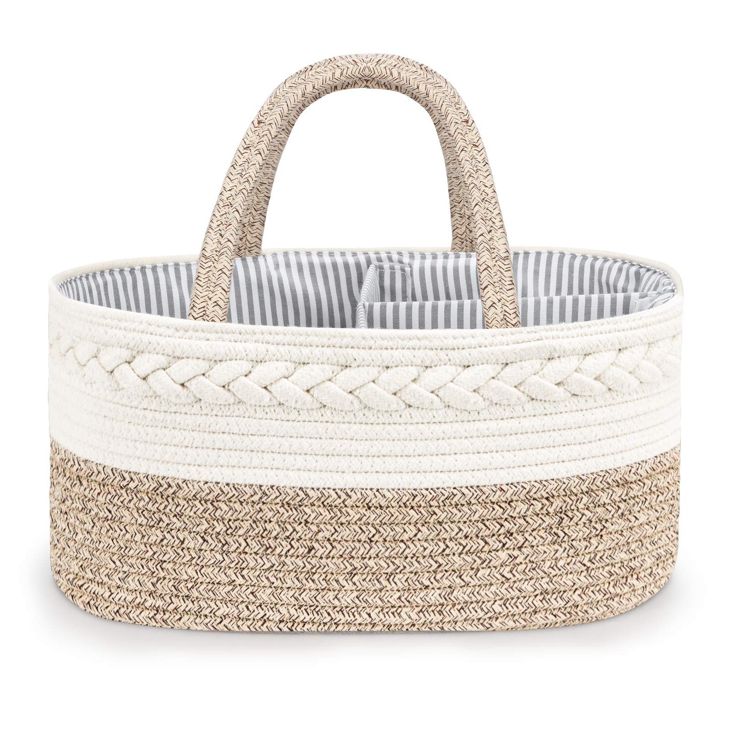 Maliton Baby Diaper Caddy Organizer, Stylish Cotton Rope Baby Basket Nursery Storage Organizer For Changing Table, Extra Large D