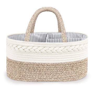 Maliton Baby Diaper Caddy Organizer, Stylish Cotton Rope Baby Basket Nursery Storage Organizer For Changing Table, Extra Large D