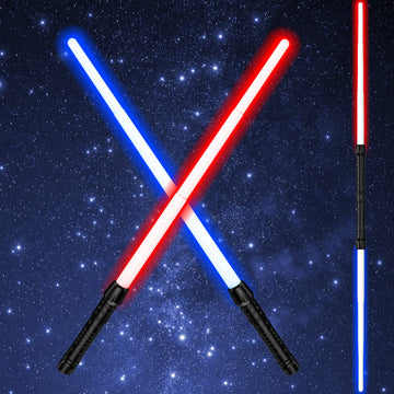 Kenpora Light Saber, Light Sabers For Kids With Fx Sound, 2 In 1 Expandable Light Swords Gift Set For Birthday, Halloween Party,