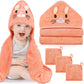 4 PCS Hooded Baby Towels, Soft Baby Towel, Absorbent Baby Bath Towel, Baby Towels and Baby Washcloths for Newborns, Toddlers, an