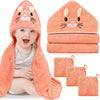 4 PCS Hooded Baby Towels, Soft Baby Towel, Absorbent Baby Bath Towel, Baby Towels and Baby Washcloths for Newborns, Toddlers, an