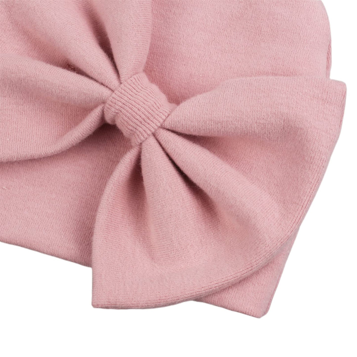 Newborn Baby Girl Hat Cotton Baby Bow Beanie Preemie Hats Spring Infant Hats For Girls 0-12 Months (White+Skin Pink+Black, 6-12