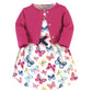 Touched By Nature Baby Girls Organic Cotton And Cardigan Casual Dress, Bright Butterflies, 3T Us