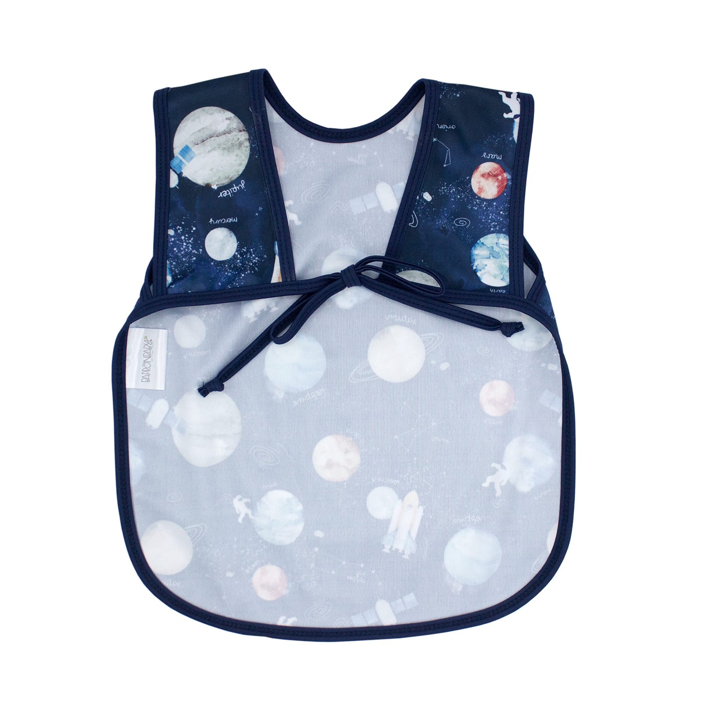 Bapronbaby Outer Space Bapron - No Neck Tie Safer Bib For Baby & Toddler - Soft Waterproof Stain Resistant - Machine Washable -