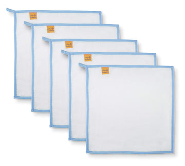 Little Sudhams Double Muslin Cotton Wash Cloth 40S 30Cmx30Cm (Set Of 5 Blue)