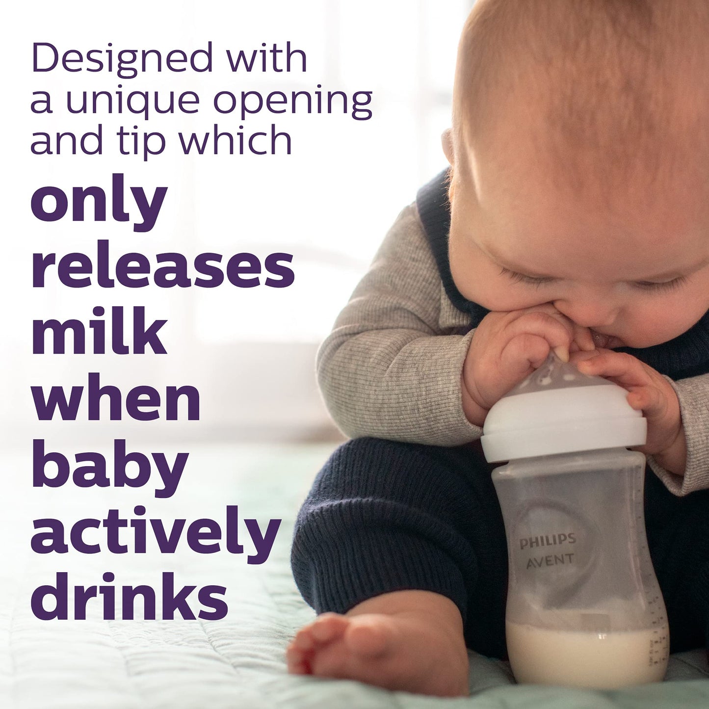Philips Avent Natural Glass Baby Bottles With Natural Response Nipples (Medium Flow, Flow 3), 8Oz, 4-Pack, Scy913/04