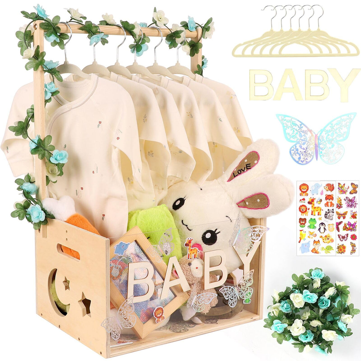 Baby Rack Crate Wooden Baby Shower Crate Closet, Customizable Baby Shower Crate, Baby ...