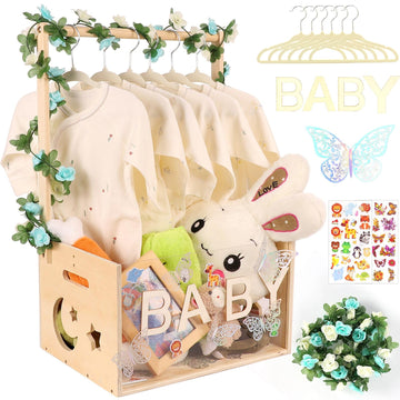 Wooden Baby Shower Crate Closet, Customizable Baby Shower Crate, Baby Shower Basket With Hanger Rack ,Baby Crate Closet For Baby