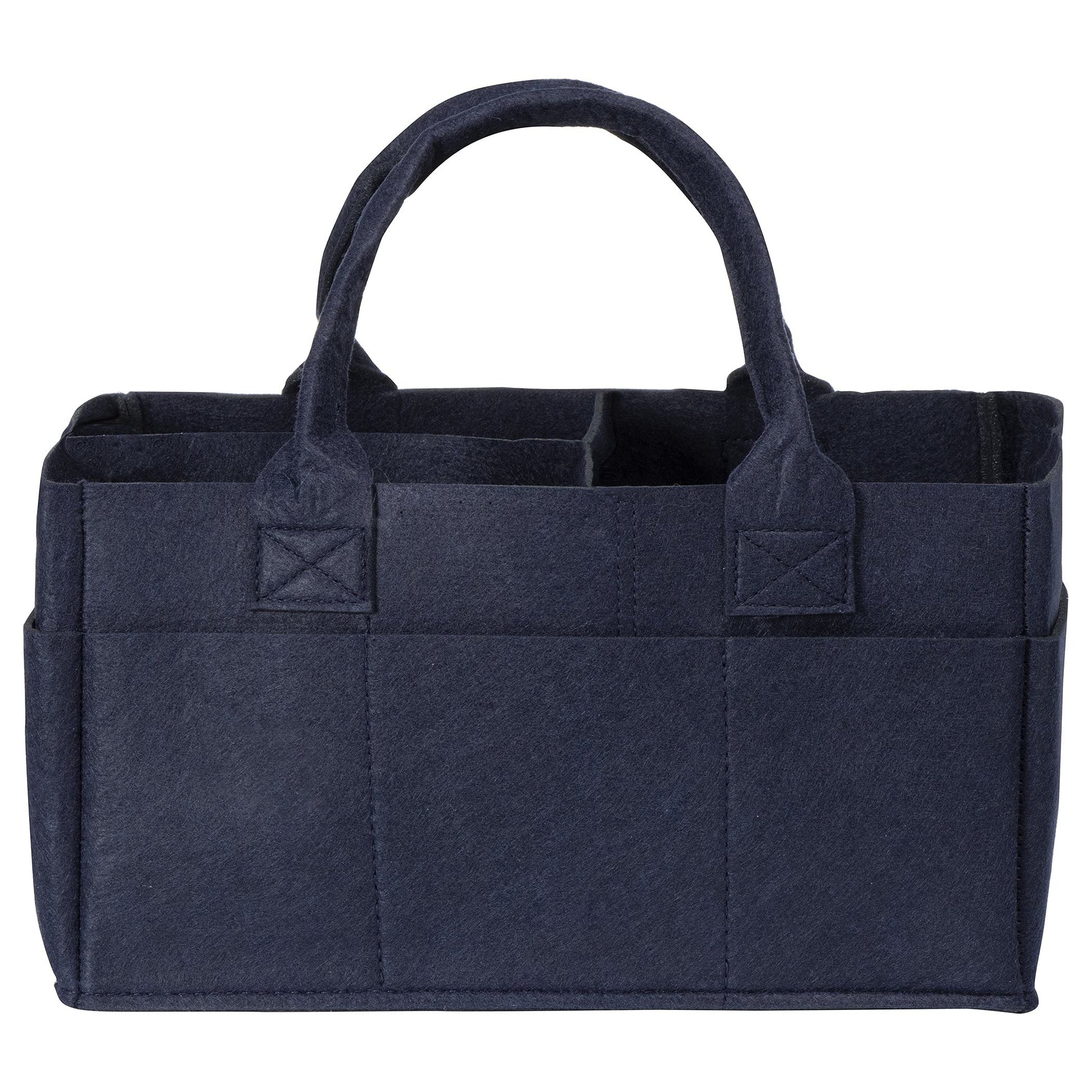 Sammy & Lou Collapsible Navy Felt Storage Caddy, Divided Design To Keep Diapers, Wipes And Changing Items Organized, Two Handles