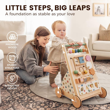 Tiny Land Wooden Baby Walker, Baby Push Walker, Montessori Walker Toy, Adjustable Speed Baby Walker for Boys and Girls, Baby Act