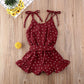 Toddler Kid Baby Girl Strap Sleeveless Romper Halter Heart Jumpsuit Bodysuit Shorts Overalls Summer Outfits Set (Red,4-5T)