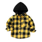Younger Star Toddler Kidsbaby Boys Hooded Plaid Shirt Classical Shirt Hooded Jacket Fall Winter Clothes (Yellow, 18-24 Months)