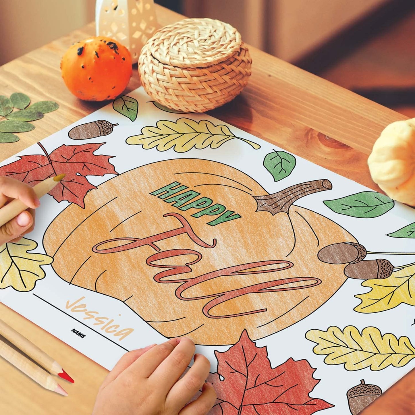 Thanksgiving Coloring Activity Placemats / 12 Happy Fall Coloring Sheets / 11' X 17' Double Sided Kids Fall Holiday Drawing Pa