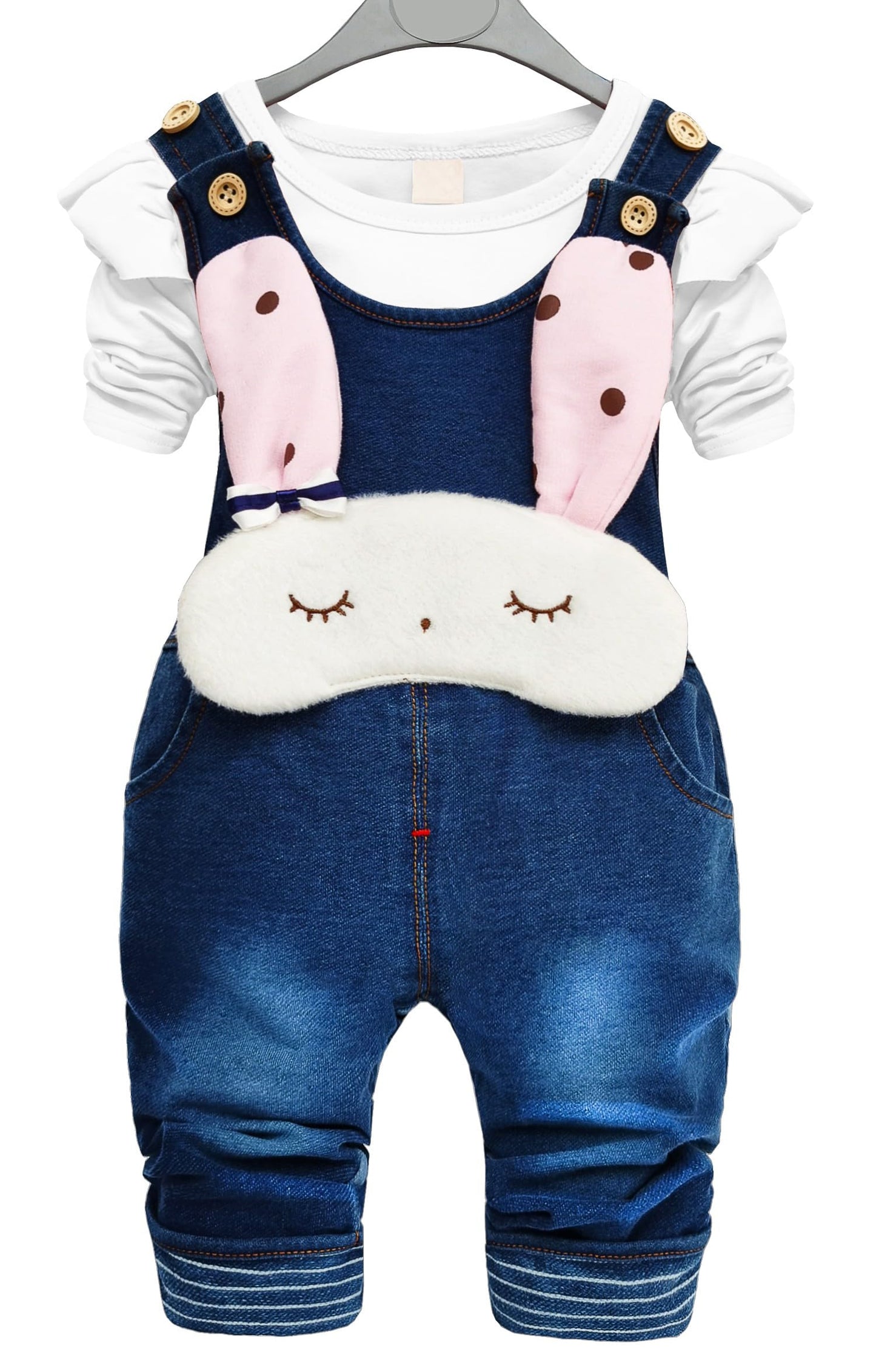 Chumhey Baby Pant Set,Toddler Overall Set,Little Girl Overall Shirt Cute Cartoon Bunny,3-4 Years