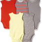 Hanes Baby Bodysuits, Ultimate Flexy Sleeveless For Boys & Girls, 5-Pack, Yellow/Reds, 0-6 Months