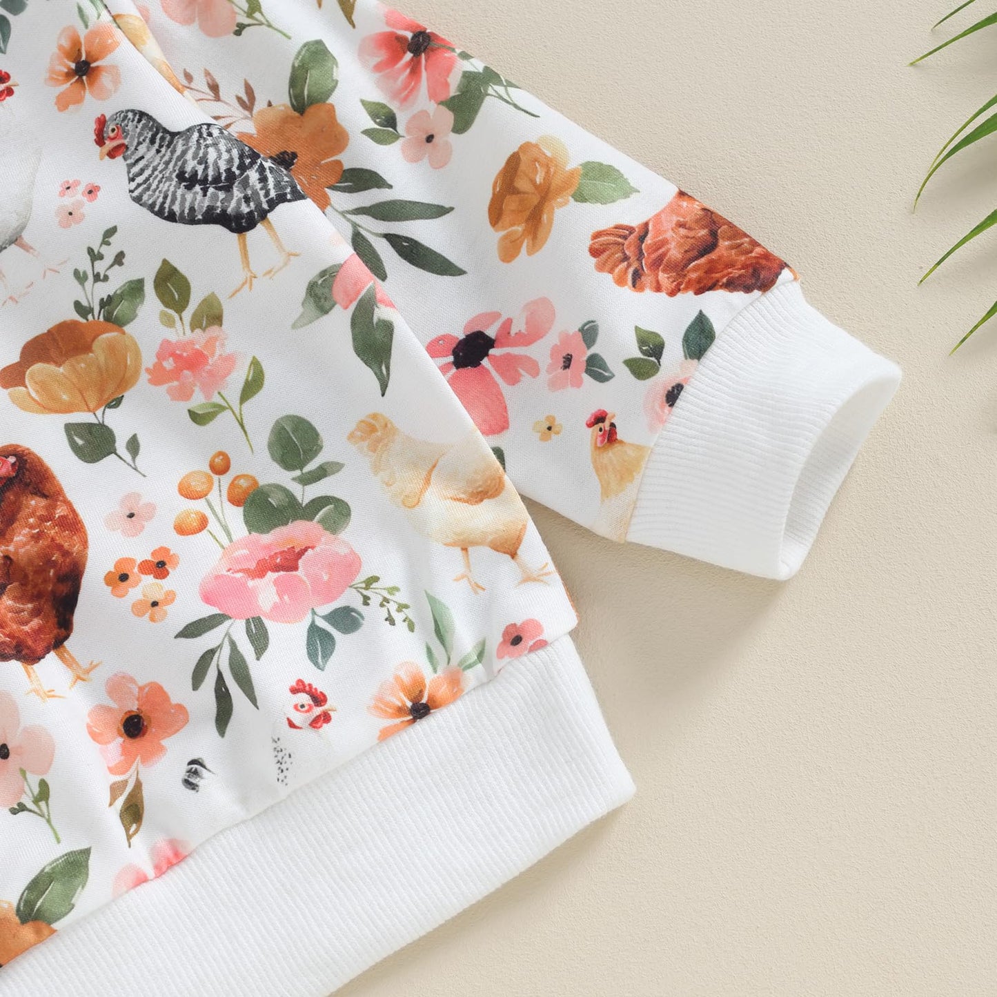 Shuing Toddler Infant Girl Boy Farm Outfit Chick& Flower Print Long Sleeve Sweatshirts Elastic Waist Pants Fall Clothes (White,