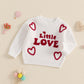 Toddler Baby Girl Valentines Day Outfit Little Love Heart Knit Sweater Long Sleeve Crewneck Pullover Fall Cute Top (White Little