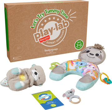 Fisher-Price Baby Play Kit Lets Try Tummy Time Gift Set, Developmental Toys with Activity Guide for Infants Ages 3+ Months