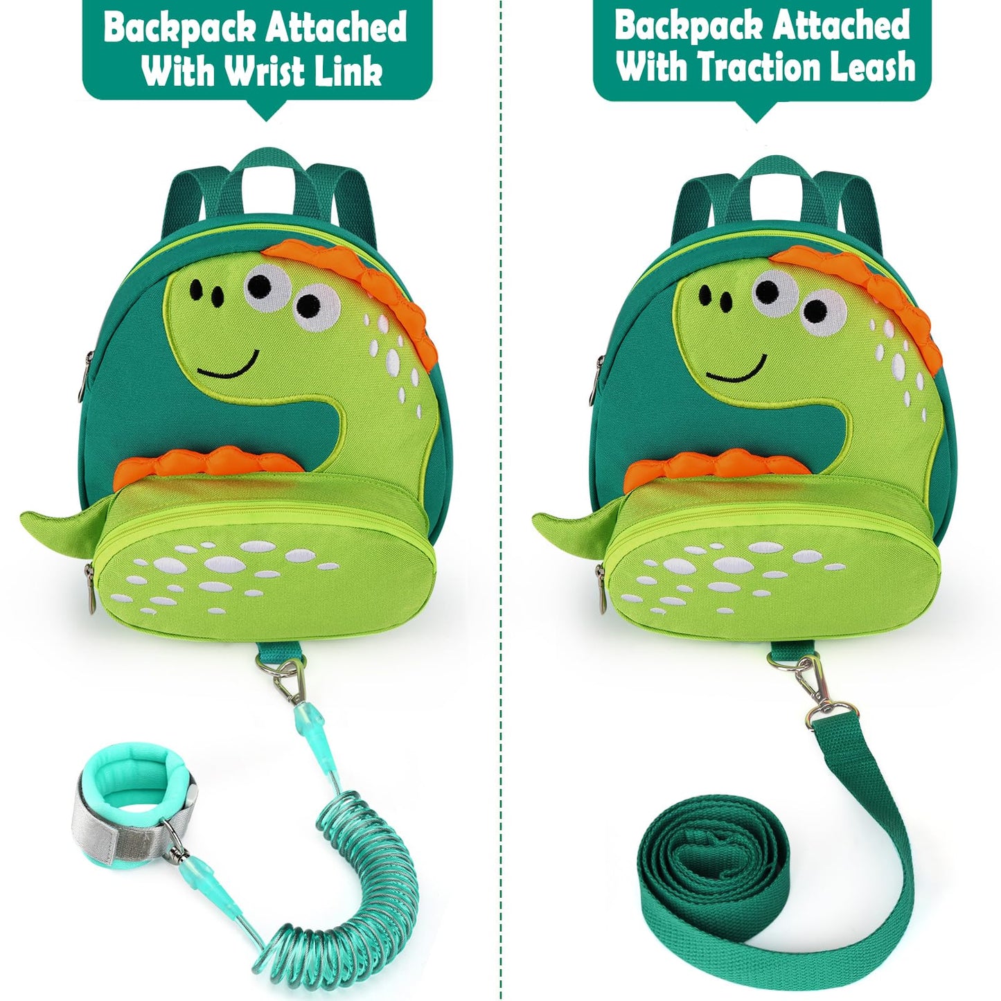 Accmor Toddler Harness Backpack Leash, Cute Dinosaur Backpacks With Anti Lost Wrist Link, Cute Mini Child Backpack Wristband Tet