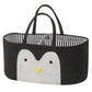 T&T Homewares Baby Diaper Caddy, Large Organizer Tote Bag for Baby Essentials, Nursery Storage (Black Penguin)