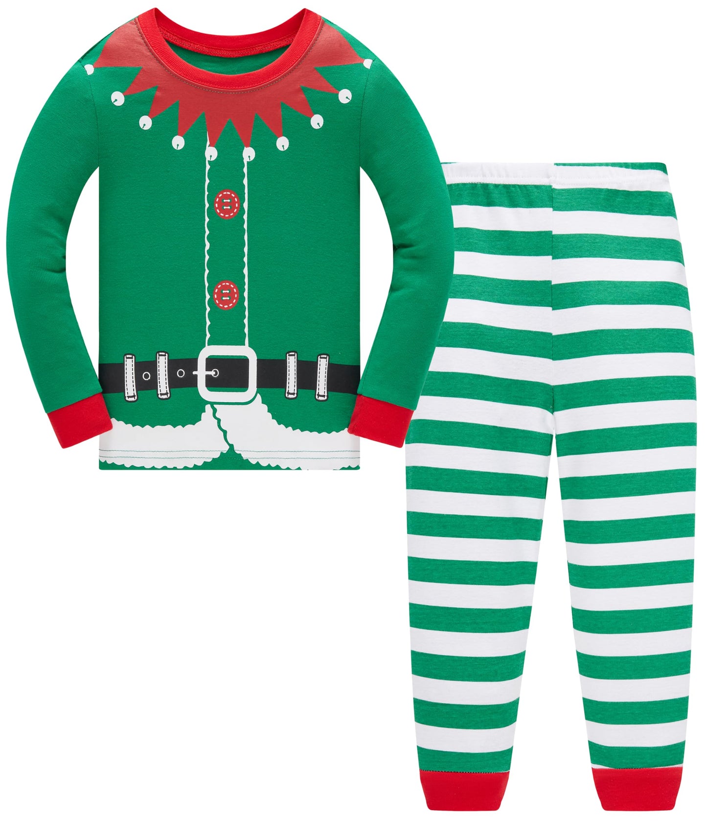 Kids Christmas Pajama Set Toddler Girls Long Sleeve Cotton 2 Piece Green Sleepwear Children Xmas Jammies Boys Elf Pjs 6t
