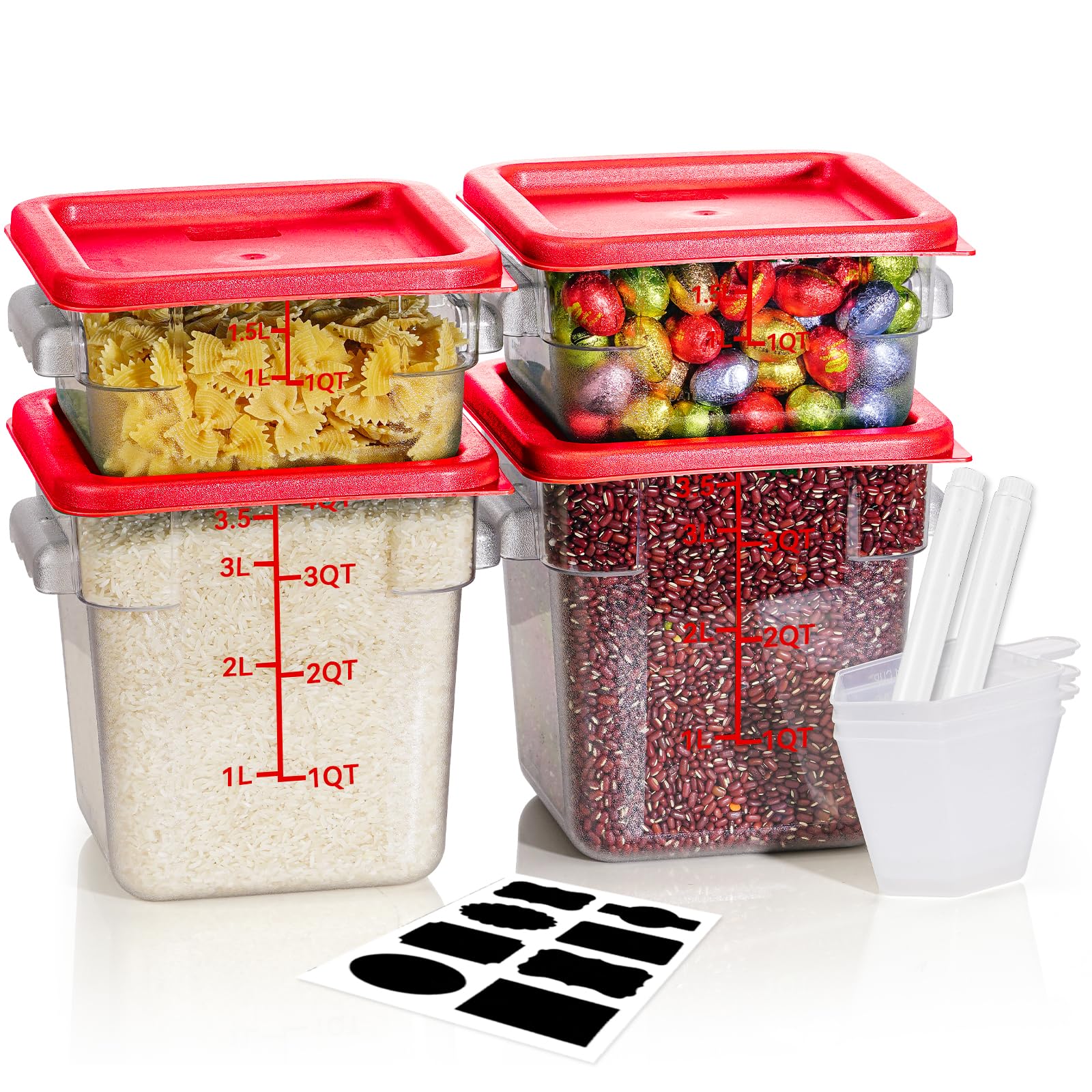 2Qt Nsf Food Storage Containers: 6 Pcs [Food Grade][Hot&Cold Resistant] Commercial Clear Square Food Storage Containers With Sca