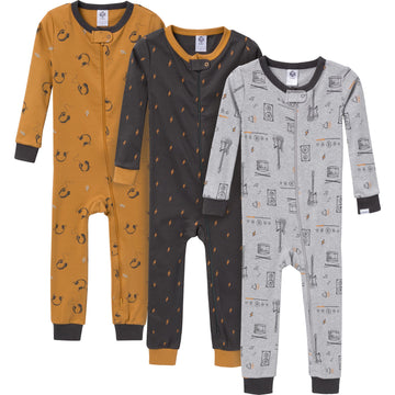 Gerber Baby-Boys 3-Pack Snug Fit Footless One-Piece Cotton Pajamas, Music