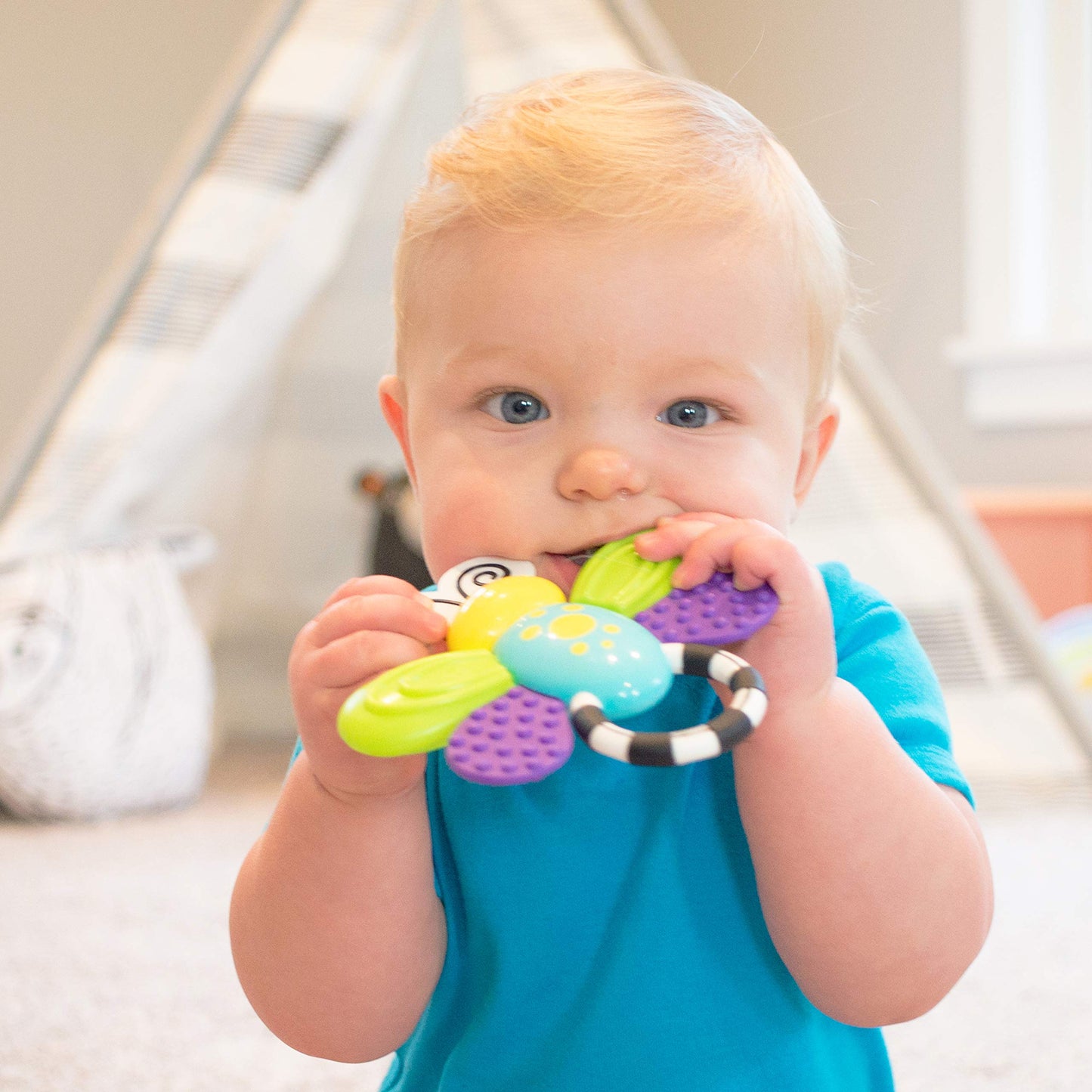 Sassy Flutterby Teether | Water-Filled Teether Soothes Gums | Variety of Textures Massage Gums | For Ages 3 Months and Up (80106