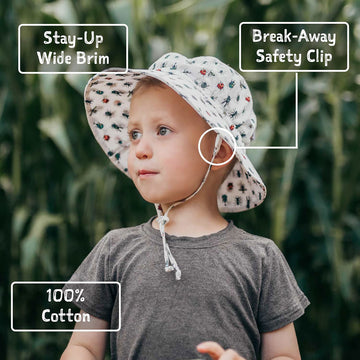 Jan & Jul Summer Kids Bucket Hat With Adjustable Strap (Xl: 5-12 Years, Grey Herringbone)