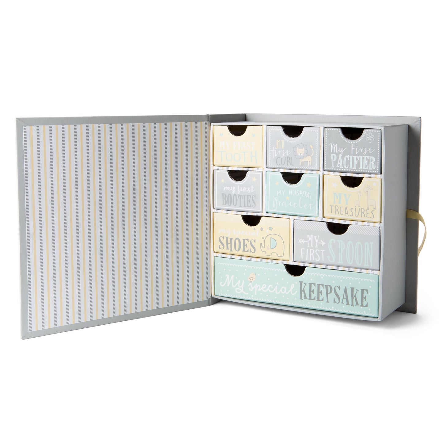 Votum Baby Keepsake Box For Treasured Memories, Moon & Stars - Lightweight, Handcrafted Baby Boxes With 9 Labeled Compartments F