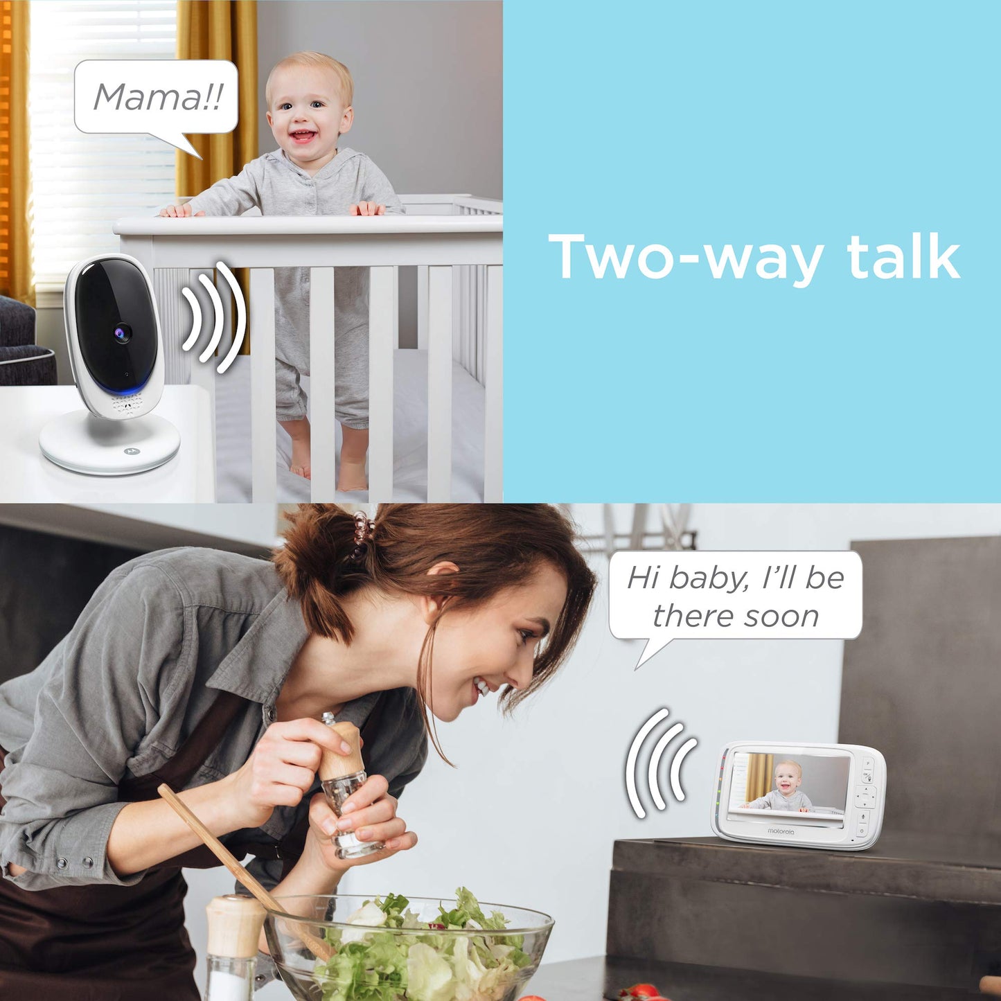 Motorola Comfort 50-2 Video Baby Monitor 5' Lcd Color Display And 2 Cameras With Digital Zoom, Two-Way Audio, Infrared Night Vi