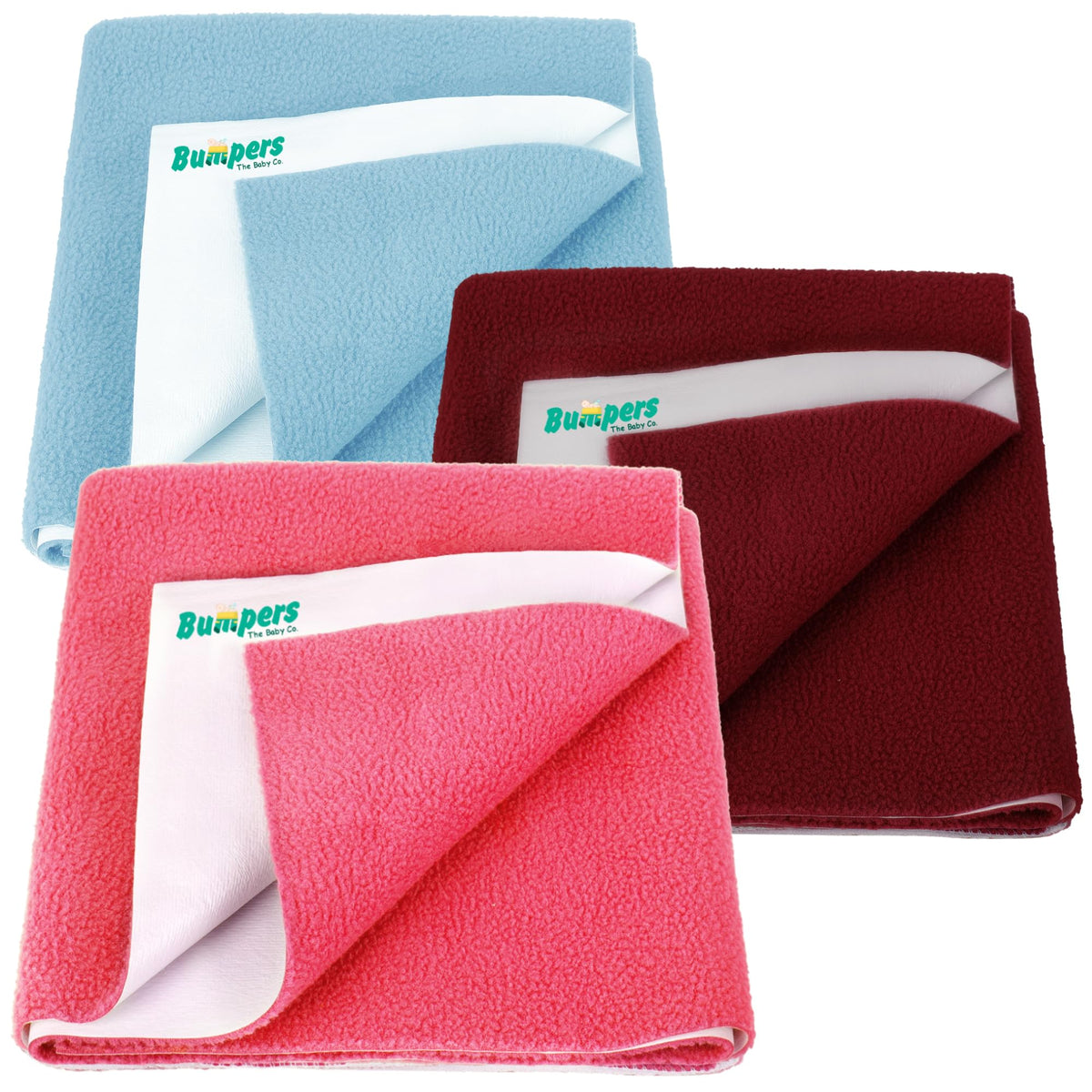 Bumpers AntiPiling Quick Dry & Absorbent Sheet Polycotton Baby Bed Protecting Waterproof Mat (Salmon Rose, Maroon, Light Blue, 