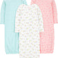 Simple Joys by Carters Baby 3-pack Cotton Sleeper Gown, blue, pink, white floral, 0-3 Months