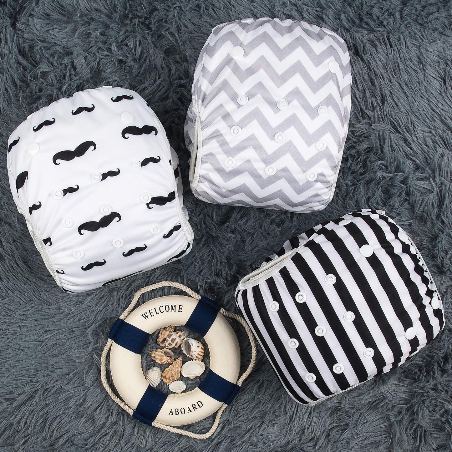 Alvababy Baby Large Swim Diapers 3Pcs One Size Reuseable Washable & Adjustable For Swimming Lesson & Baby Boy Girl 3Zswy01