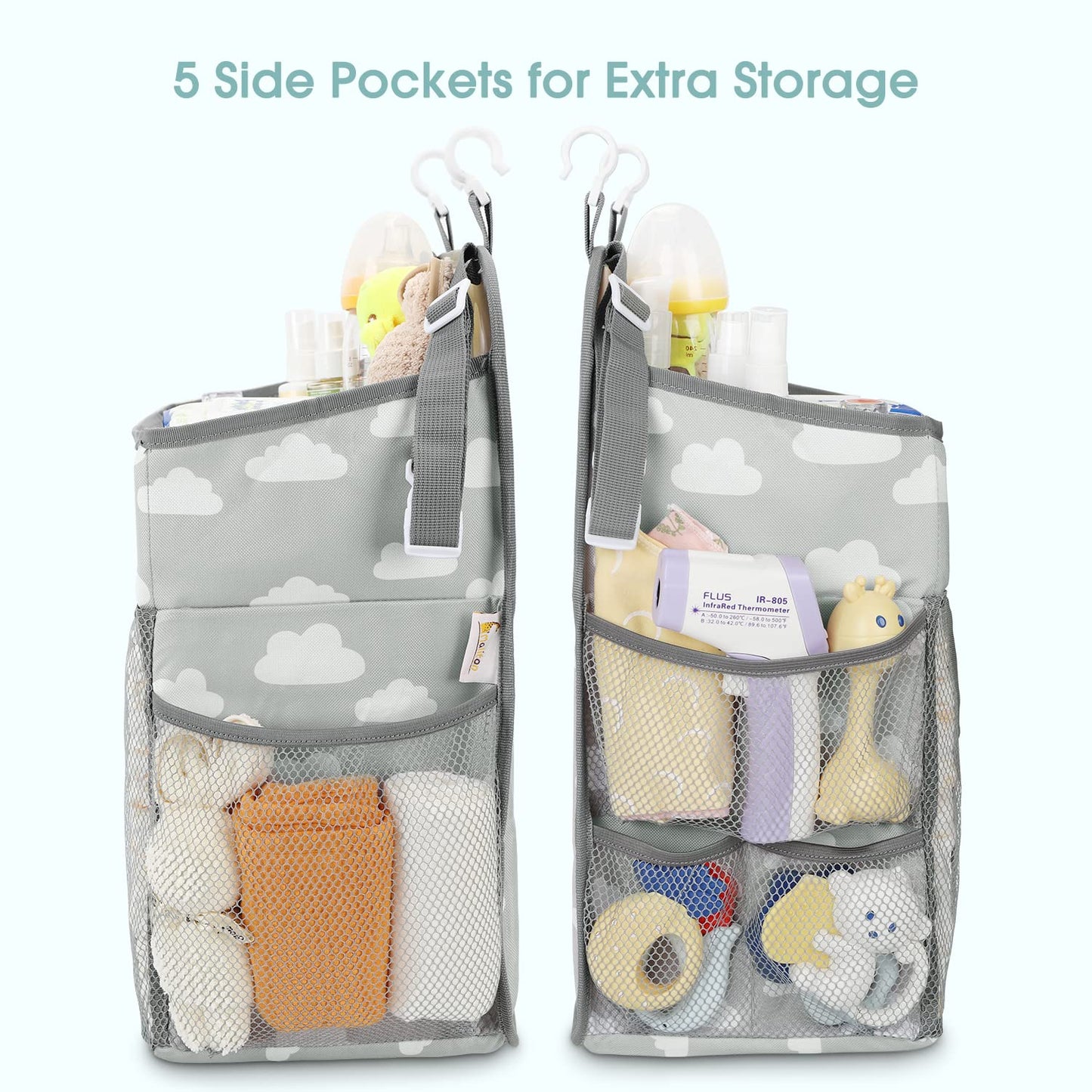 Maliton Hanging Diaper Caddy Organizer - Diaper Stacker For Changing Table, Crib, Playard Or Wall & Nursery Organization Baby Sh