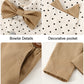 Yallet Toddler Baby Boy Clothes Suit Gentleman Outfits Formal Dress Shirt + Bowtie + Suspender Pants Wedding Party(L Beige, 12-1