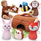 CuteZone Baby Toys 6-12 Months - Jungle Soft Plush Stuffed Animal Set with Rattle, Squeaker & Mirror - Montessori Sensory Toys f