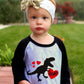 Xfsjgna Valentines Shirts For Girls 6T Boys Valentine'S Day Dinosaur Heart Graphic Kids Tees Raglan Toddler Long Sleeve Tops Bla