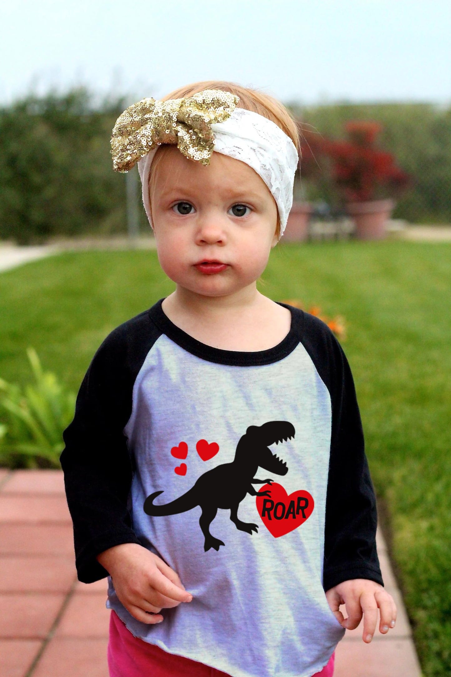 Xfsjgna Valentines Shirts For Girls 6T Boys Valentine'S Day Dinosaur Heart Graphic Kids Tees Raglan Toddler Long Sleeve Tops Bla
