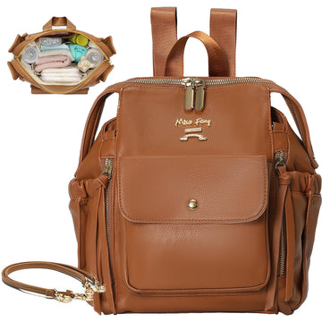 Miss Fong Small Diaper Bag, Mini Diaper Bag Dackpack Leather Diaper Bag Backpack With 12 Diaper Bag Organizer, Insulated Pocket,