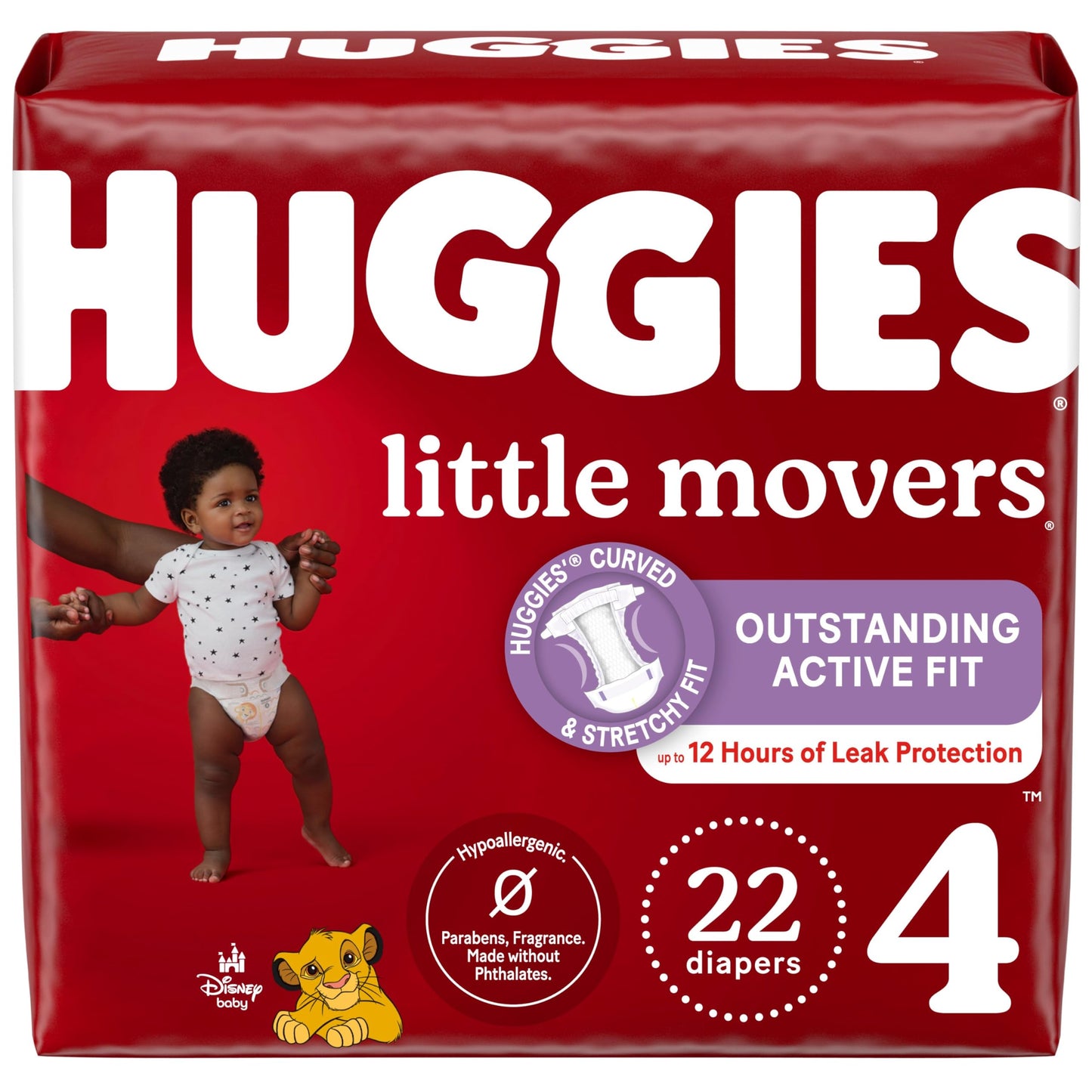 Huggies Size 4 Diapers, Little Movers Baby Diapers, Size 4 (22-37 Lbs), 22 Count (Packaging May Vary)