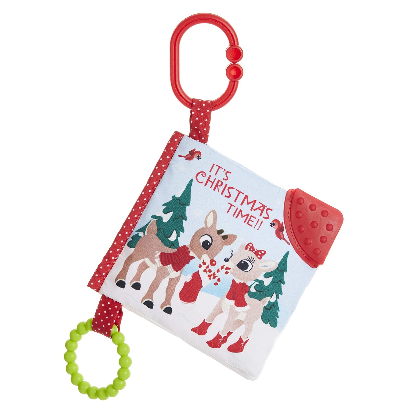 KIDS PREFERRED Rudolph The Red-Nosed Reindeer On The Go Teether Book, Soft Crinkle, Mirror, Christmas Holiday Toy, Boys & Girls 
