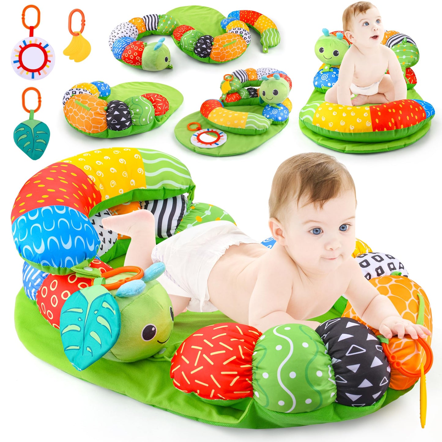 Aranee 2-In-1 Tummy Time Mat & Seated Support Pillow Baby Toys 6-12 Months, Baby Tummy Time Toys Sit Me Up Floor Seat For Newbor
