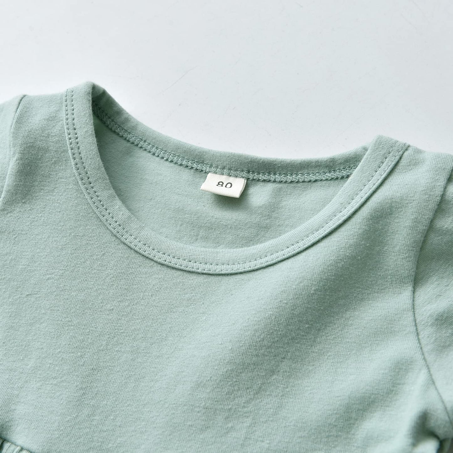 Kulcerry Toddler Baby Girl Clothes Solid Color Long Sleeve Ruffle Tops Floral Pants Headband Outfits Set (18-24 Months, Green