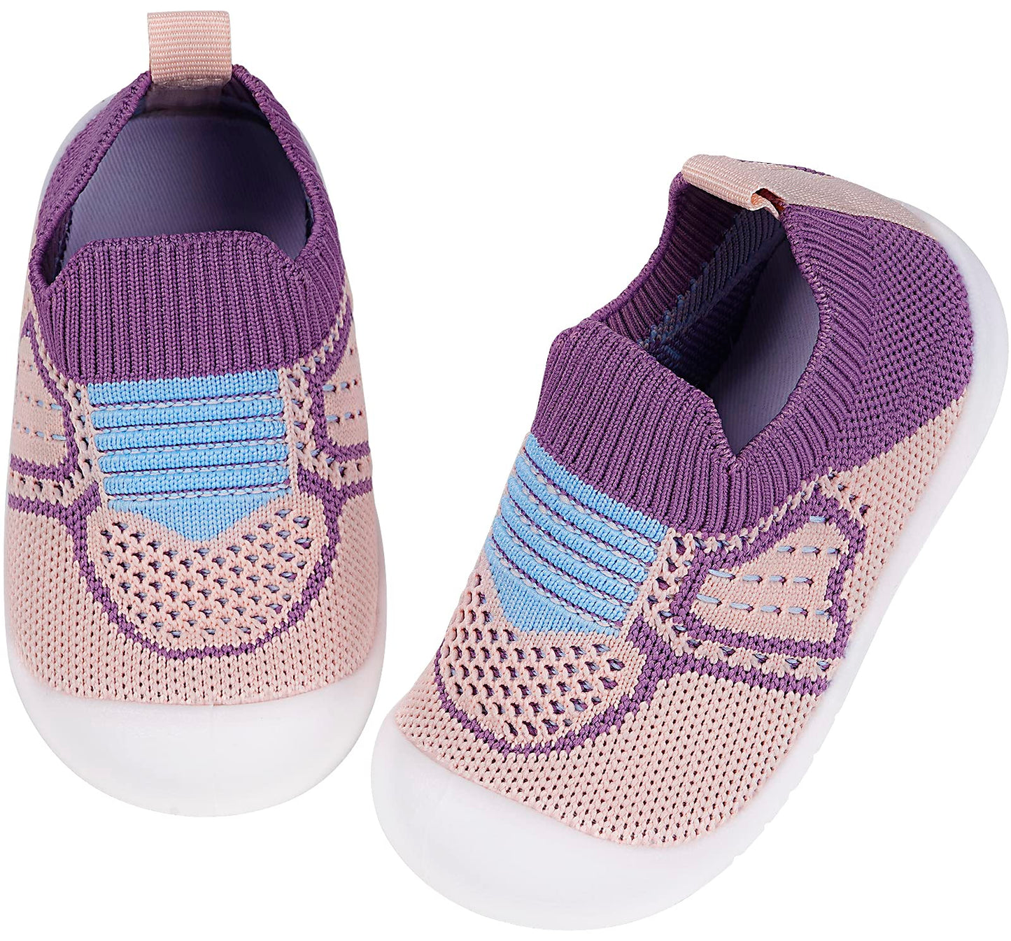 Baby Boys Girls Walker Shoes Toddler Socks Breathable Mesh Baby Walker Shoes Slippers Infant Shoes Non Slip Soft Rubber Sole,Pur