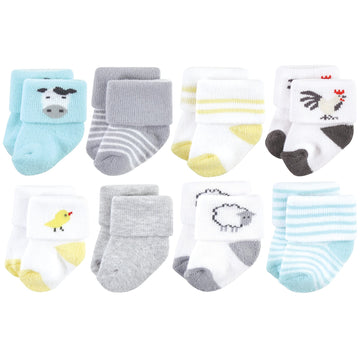 Hudson Baby Baby Girls Cotton Rich Newborn And Terry Socks, Farm, 0-6 Months Us