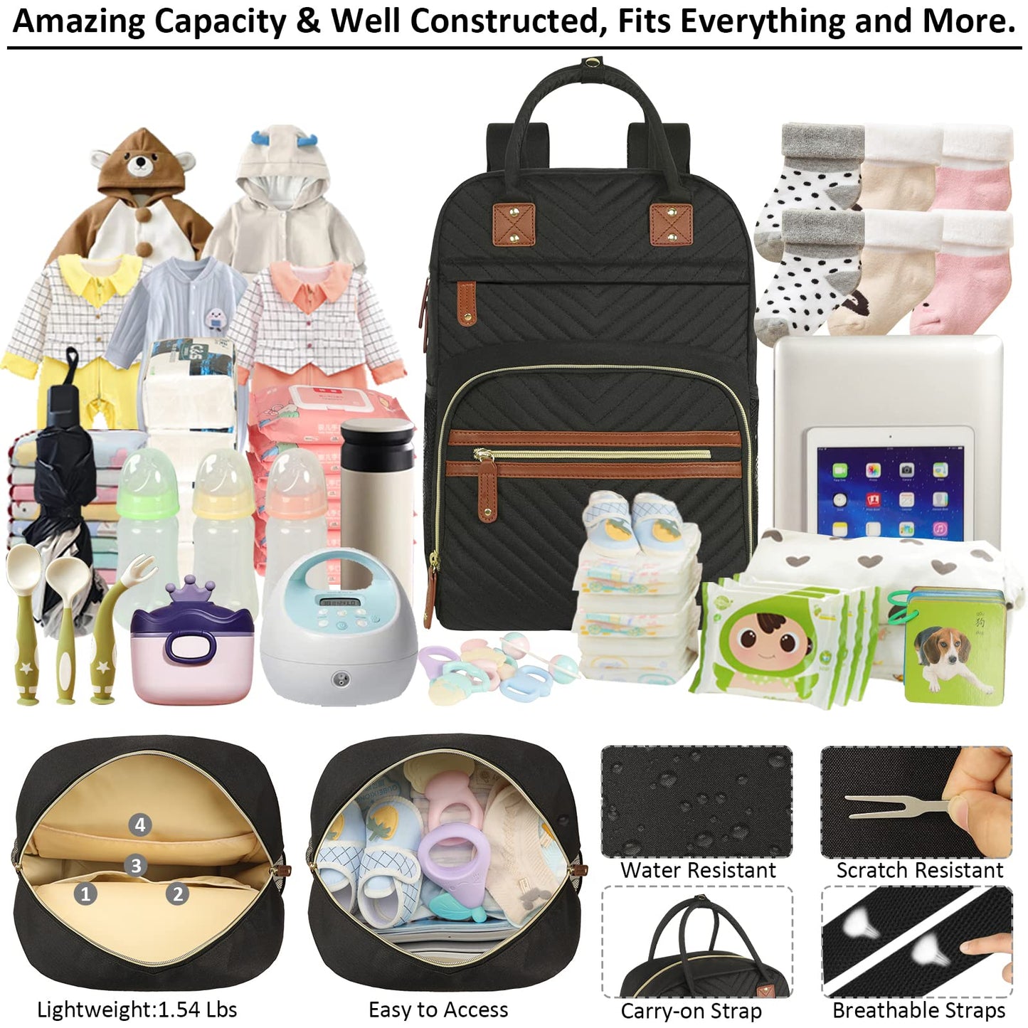 Diaper Bag Backpack Tote For Women Large Capacity, Baby Bag With Insulated Pockets Multifunctional Diaper Bags For Baby Girl Boy